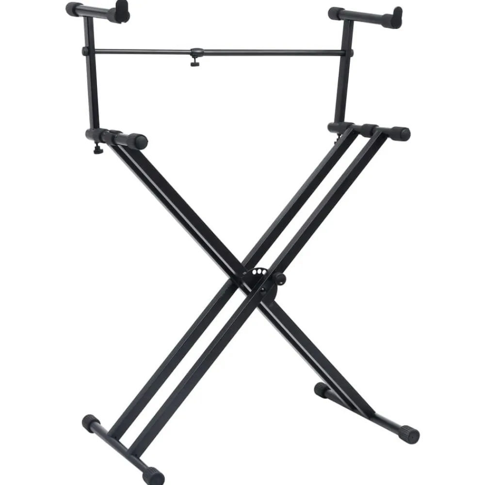 Keyboardstandaard X-frame dubbel versterkt zwart>vidaXL Best