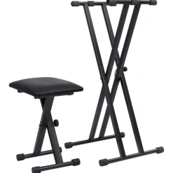 Kunst & Entertainment*vidaXL Keyboardstandaard en -kruk dubbel versterkt zwart