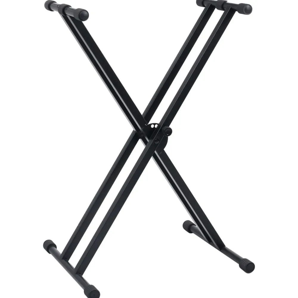 Kunst & Entertainment*vidaXL Keyboardstandaard en -kruk dubbel versterkt zwart