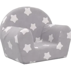 Kinderbank met sterren zacht pluche lichtgrijs>vidaXL New