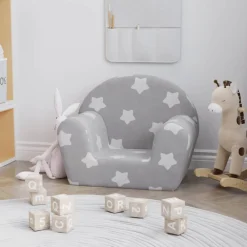 Kinderbank met sterren zacht pluche lichtgrijs>vidaXL New