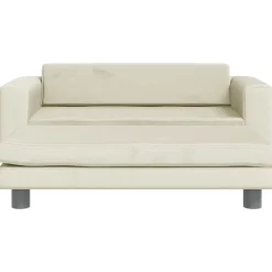 Kinderbank met voetensteun 100x50x30 cm fluweel crèmekleurig><noscript><img width=