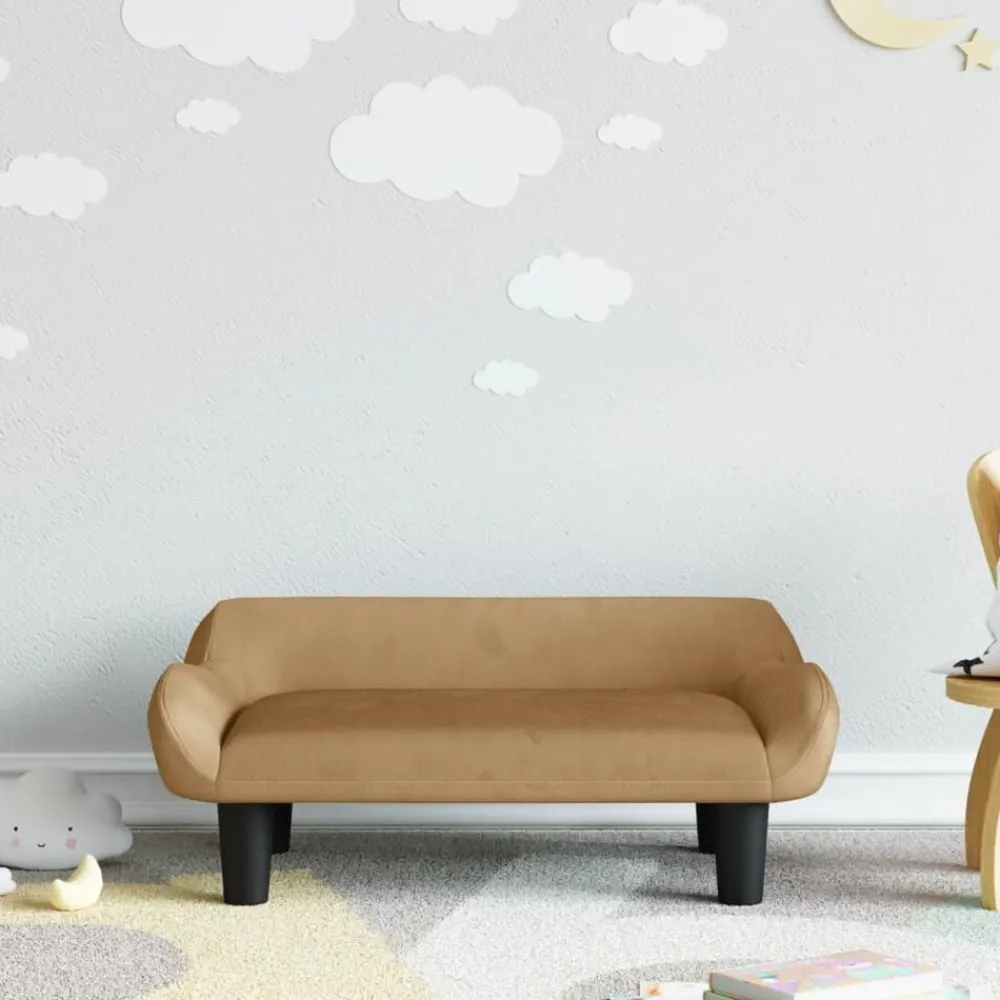 Meubelen Voor Baby'S & Peuters*vidaXL Kinderbank 70x40x24 cm fluweel Bruin