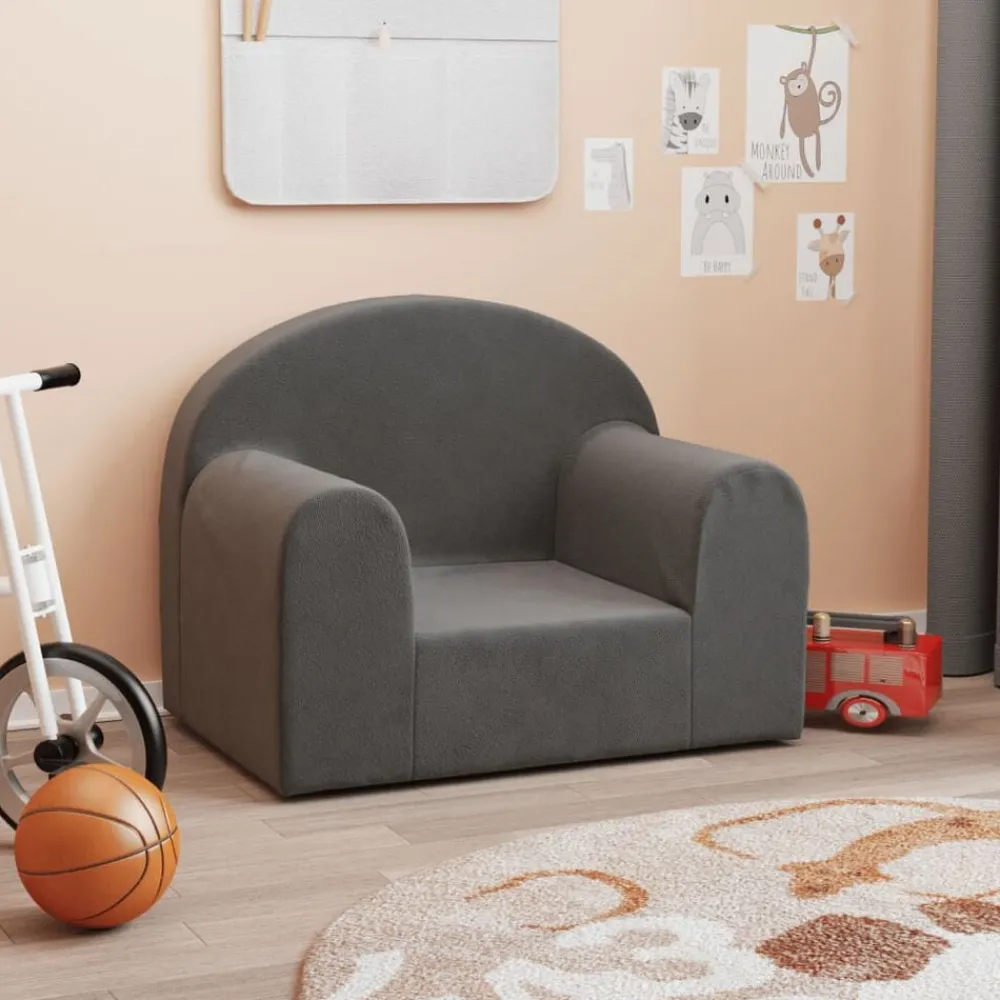 Meubelen Voor Baby'S & Peuters*vidaXL Kinderbank zacht pluche kleurig Antraciet