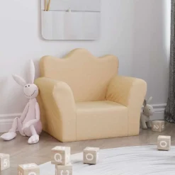 Meubelen Voor Baby'S & Peuters*vidaXL Kinderbank zacht pluche crèmekleurig Cr&egrave;me
