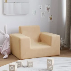 Meubelen Voor Baby'S & Peuters*vidaXL Kinderbank zacht pluche crèmekleurig Cr&egrave;me
