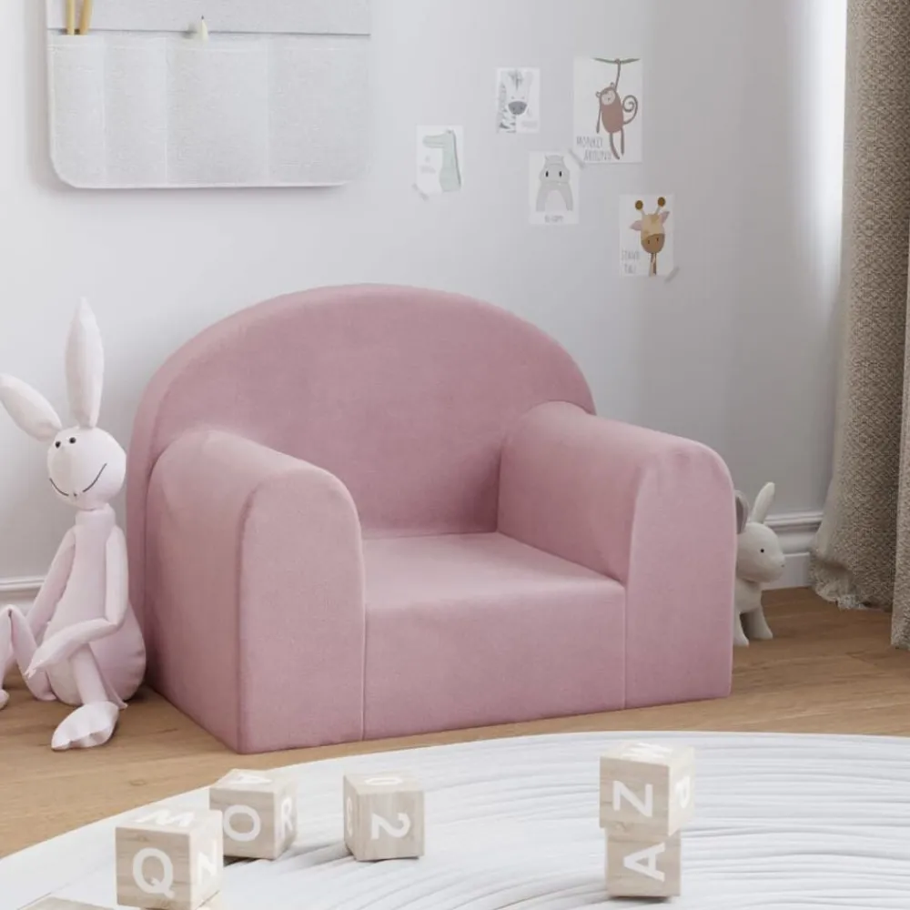 Meubelen Voor Baby'S & Peuters*vidaXL Kinderbank zacht pluche Roze
