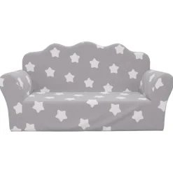 Meubelen Voor Baby'S & Peuters*vidaXL Kinderbank 2-zits met sterren zacht pluche lichtgrijs Lichtgrijs en wit