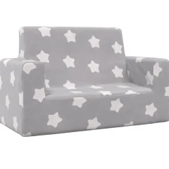 Meubelen Voor Baby'S & Peuters*vidaXL Kinderbank 2-zits met sterren zacht pluche lichtgrijs Lichtgrijs en wit