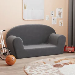 Meubelen Voor Baby'S & Peuters*vidaXL Kinderbank 2-zits zacht pluche kleurig Antraciet