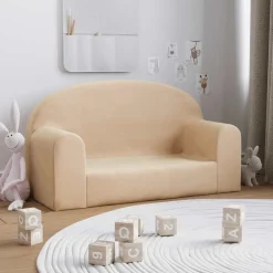 Meubelen Voor Baby'S & Peuters*vidaXL Kinderbank 2-zits zacht pluche crèmekleurig Cr&egrave;me
