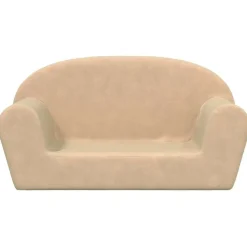 Kinderbank 2-zits zacht pluche crèmekleurig><noscript><img width=