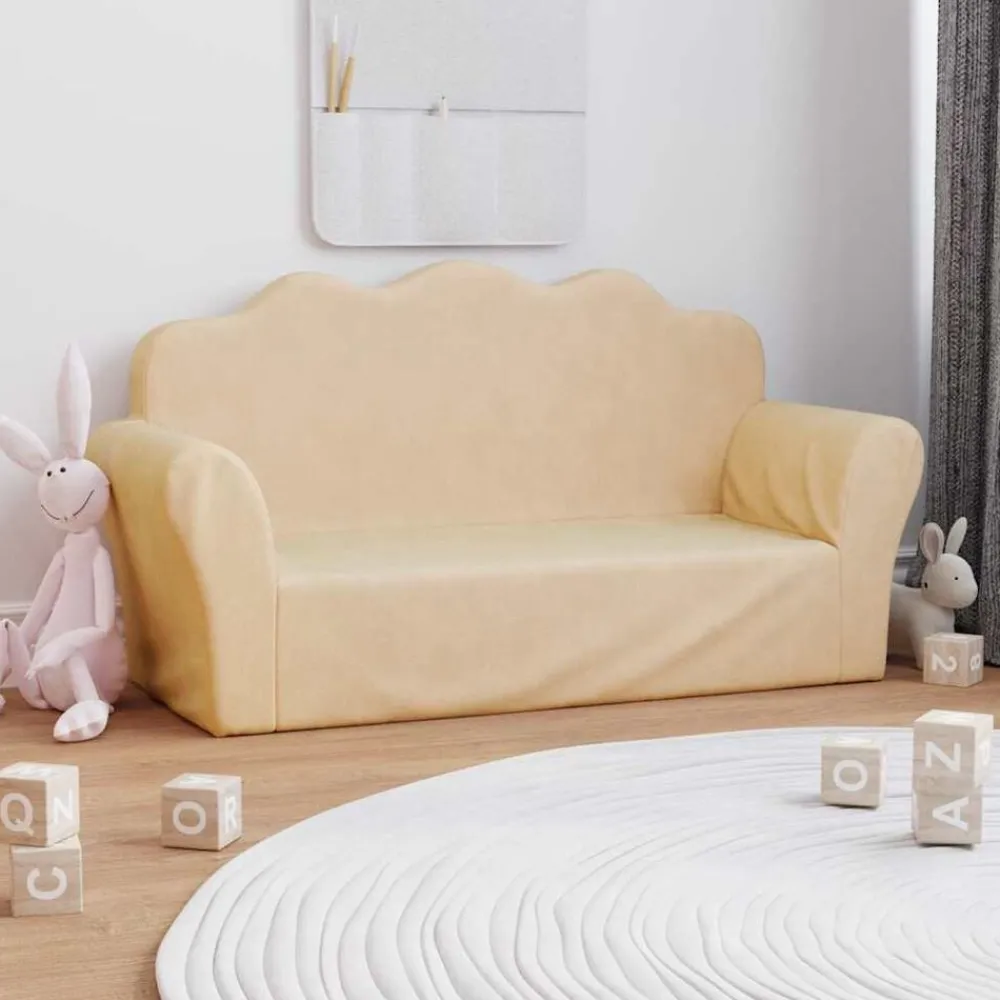 Meubelen Voor Baby'S & Peuters*vidaXL Kinderbank 2-zits zacht pluche crèmekleurig Crème