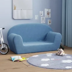 Meubelen Voor Baby'S & Peuters*vidaXL Kinderbank 2-zits zacht pluche Blauw