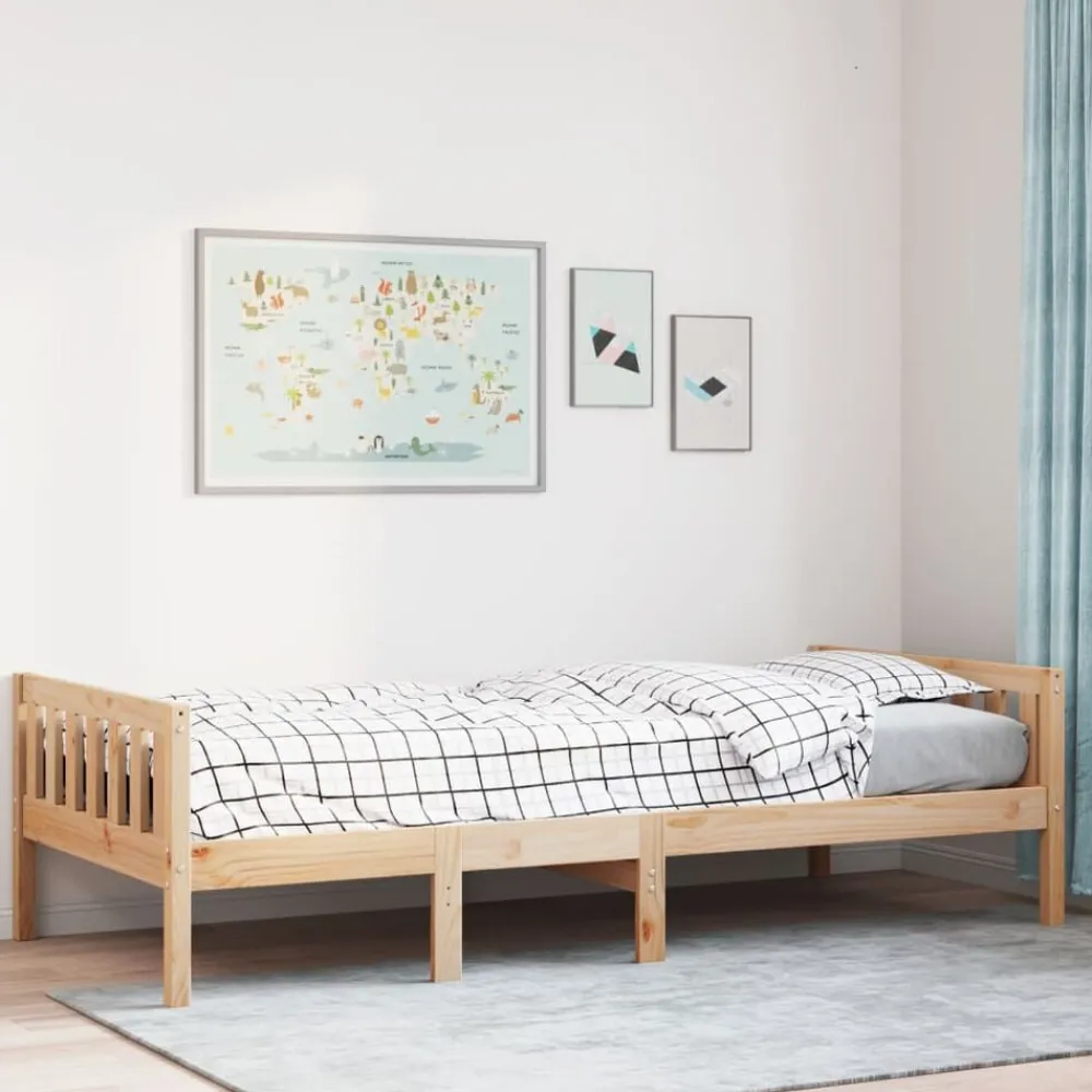 Bedden & Accessoires*vidaXL Kinderbed zonder matras massief grenenhout 80x200 cm Naturel