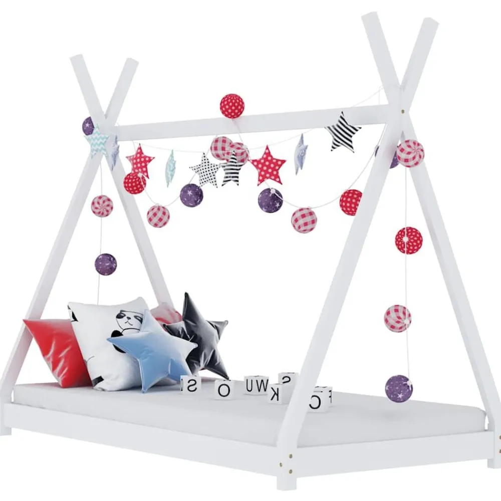 Meubelen Voor Baby'S & Peuters*vidaXL Kinderbedframe massief grenenhout 70x140 cm Wit