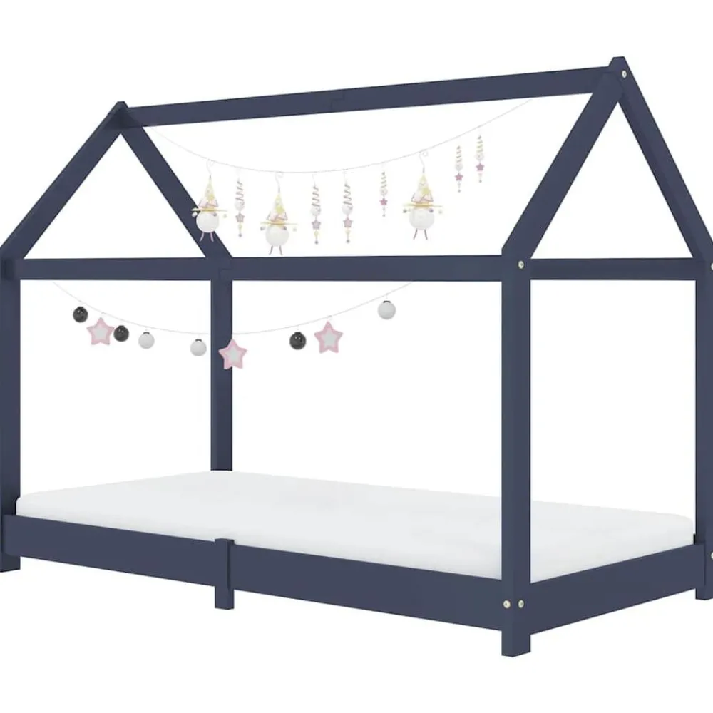 Meubelen Voor Baby'S & Peuters*vidaXL Kinderbedframe massief grenenhout 70x140 cm Grijs