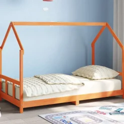 Meubelen Voor Baby'S & Peuters*vidaXL Kinderbedframe massief grenenhout 90x190 cm Wasbruin