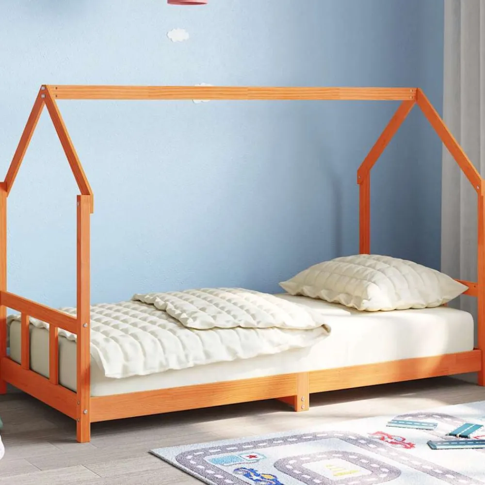Meubelen Voor Baby'S & Peuters*vidaXL Kinderbedframe massief grenenhout 90x190 cm Wasbruin