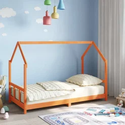 Meubelen Voor Baby'S & Peuters*vidaXL Kinderbedframe massief grenenhout 90x190 cm Wasbruin