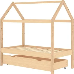Meubelen Voor Baby'S & Peuters*vidaXL Kinderbedframe met lade massief grenenhout 70x140 cm Bruin
