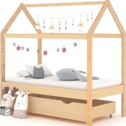 Meubelen Voor Baby'S & Peuters*vidaXL Kinderbedframe met lade massief grenenhout 70x140 cm Bruin