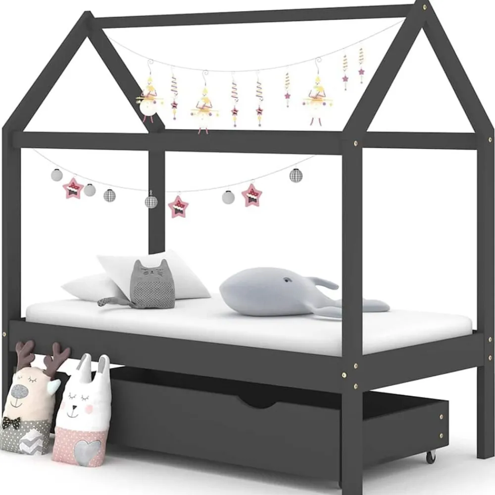Kinderbedframe met lade grenenhout 70x140 cm>vidaXL