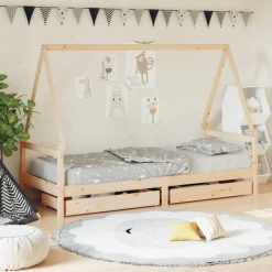 Kinderbedframe met lades 80x200 cm massief grenenhout>vidaXL Discount