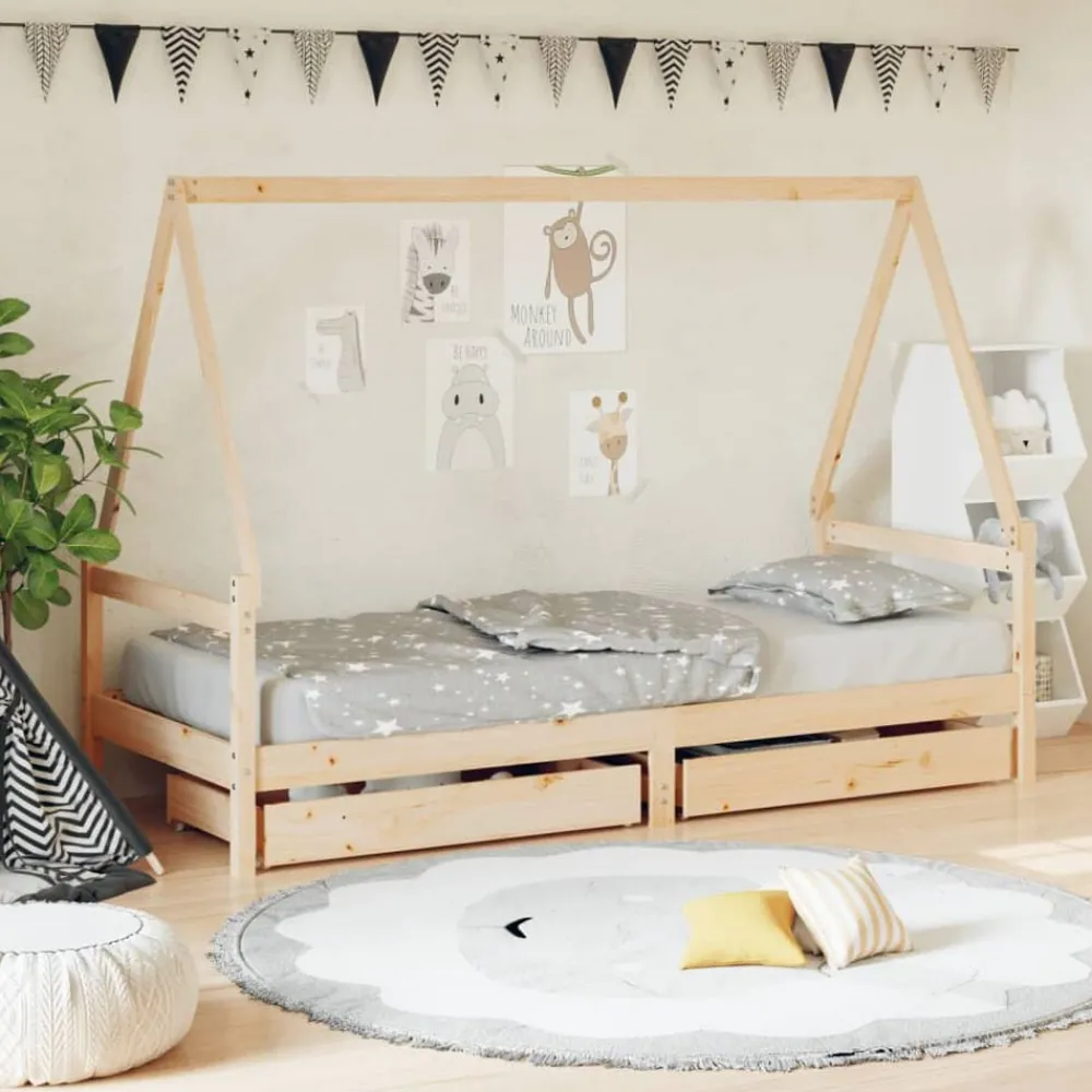 Kinderbedframe met lades 80x200 cm massief grenenhout>vidaXL Discount