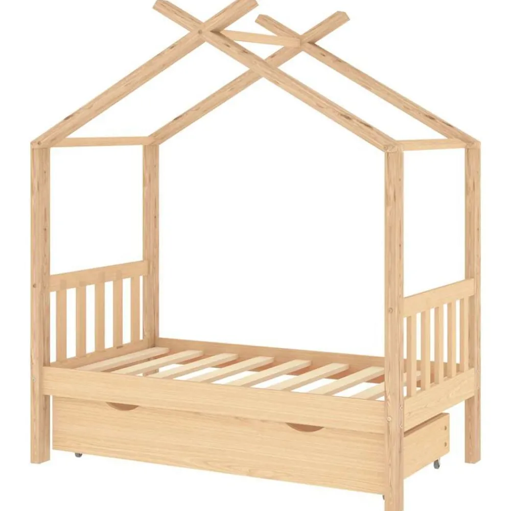 Kinderbedframe met lade massief grenenhout 70x140 cm>vidaXL Clearance