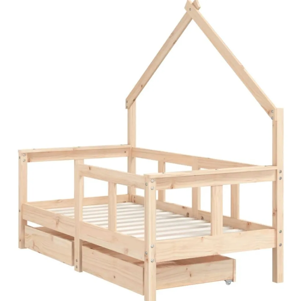 Meubelen Voor Baby'S & Peuters*vidaXL Kinderbedframe met lades 70x140 cm massief grenenhout Naturel