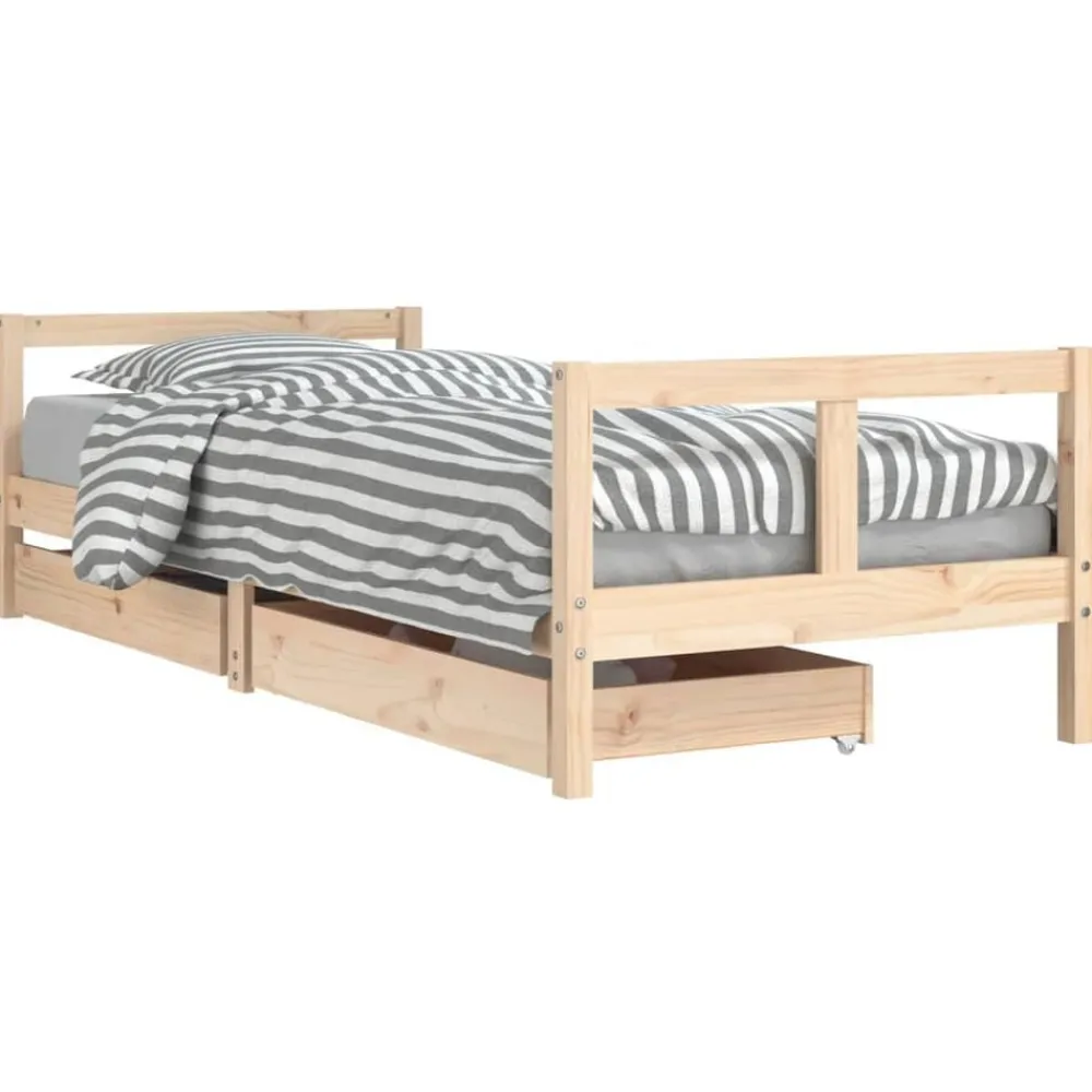Meubelen Voor Baby'S & Peuters*vidaXL Kinderbedframe met lades 80x200 cm massief grenenhout Naturel