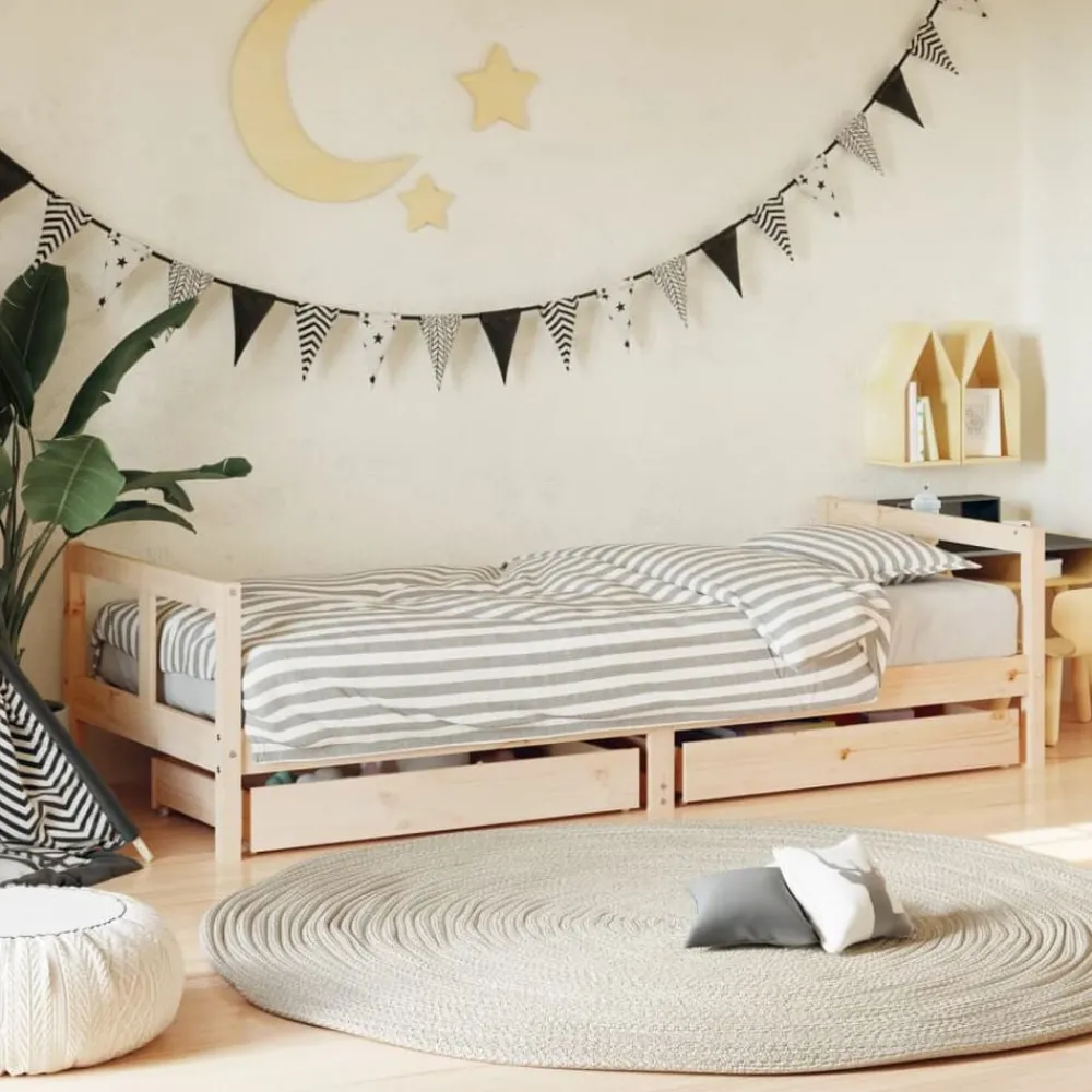 Meubelen Voor Baby'S & Peuters*vidaXL Kinderbedframe met lades 80x200 cm massief grenenhout Naturel