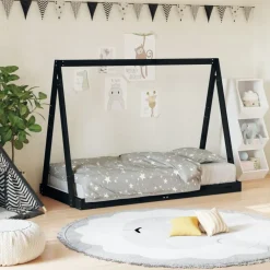 Meubelen Voor Baby'S & Peuters*vidaXL Kinderbedframe 80x160 cm massief grenenhout Zwart