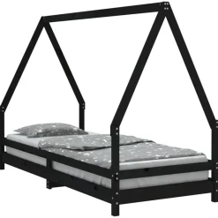 Meubelen Voor Baby'S & Peuters*vidaXL Kinderbedframe 80x200 cm massief grenenhout Zwart