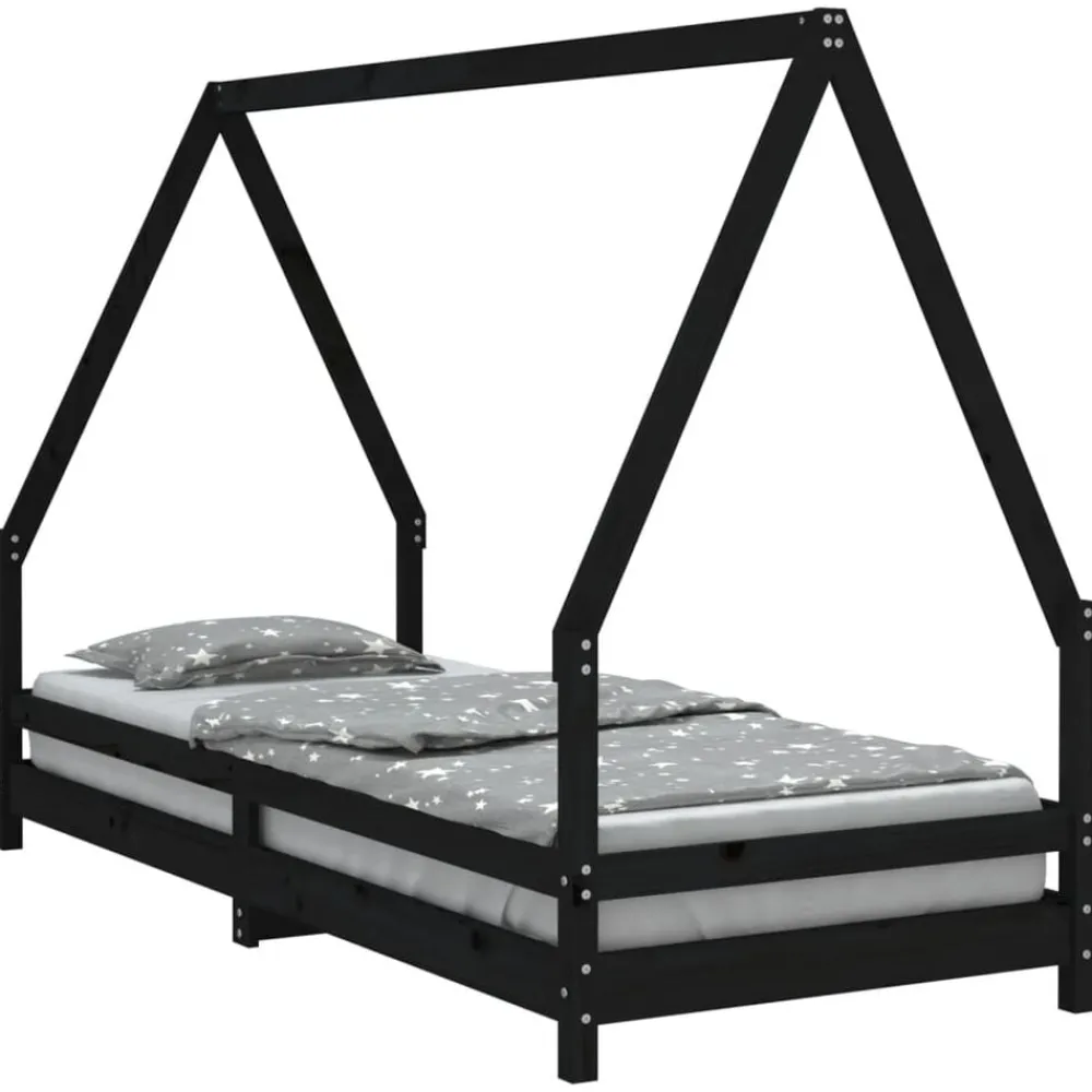 Meubelen Voor Baby'S & Peuters*vidaXL Kinderbedframe 80x200 cm massief grenenhout Zwart