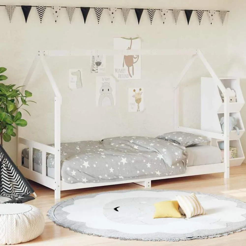 Meubelen Voor Baby'S & Peuters*vidaXL Kinderbedframe 90x200 cm massief grenenhout Wit