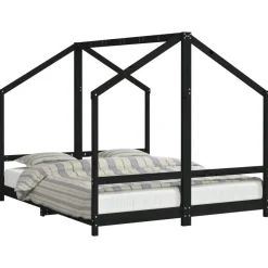 Meubelen Voor Baby'S & Peuters*vidaXL Kinderbedframe 2x(80x200) cm massief grenenhout Zwart