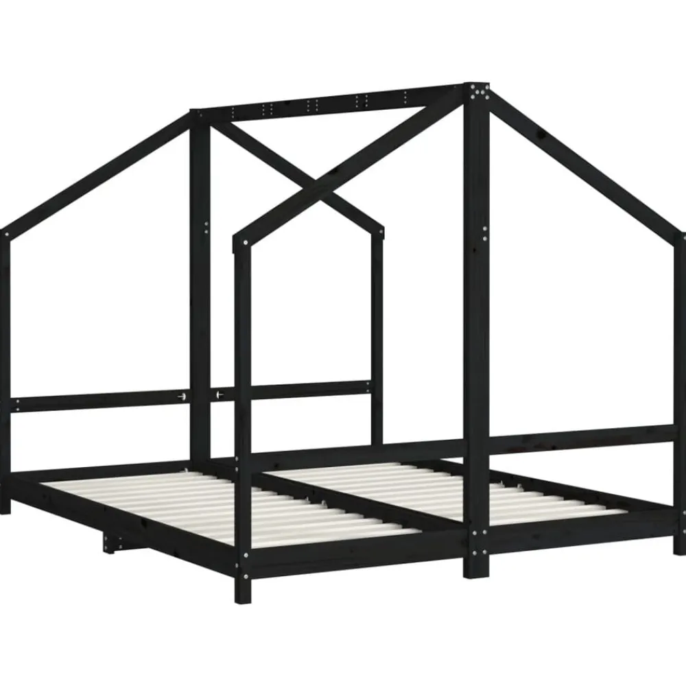 Meubelen Voor Baby'S & Peuters*vidaXL Kinderbedframe 2x(80x200) cm massief grenenhout Zwart
