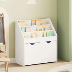 Kasten & Opbergmeubelen*vidaXL Kinderen Boekenkast met lade 60 x 29,5 x 69 cm Bewerkt hout Wit