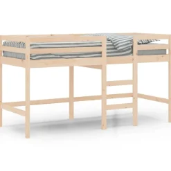 Bedden & Accessoires*vidaXL Kinderhoogslaper met ladder 90x190 cm massief grenenhout Naturel