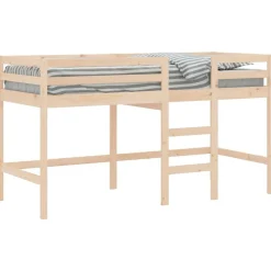Bedden & Accessoires*vidaXL Kinderhoogslaper met ladder 90x190 cm massief grenenhout Naturel