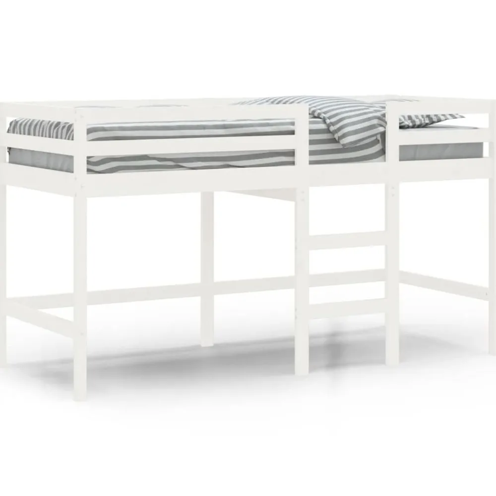 Bedden & Accessoires*vidaXL Kinderhoogslaper met ladder 90x190 cm massief grenenhout Wit