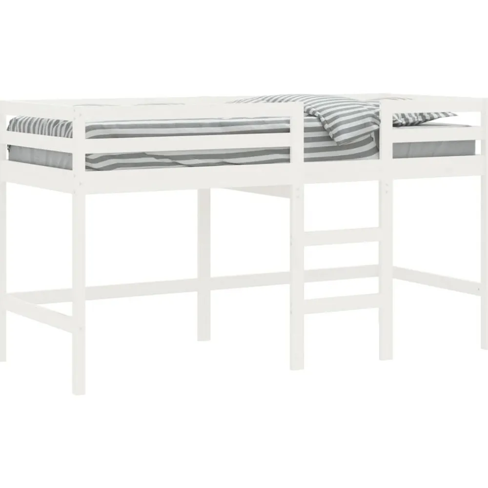 Bedden & Accessoires*vidaXL Kinderhoogslaper met ladder 90x190 cm massief grenenhout Wit