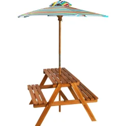 Kinderpicknicktafel met parasol 79x90x60 cm massief acaciahout>vidaXL New