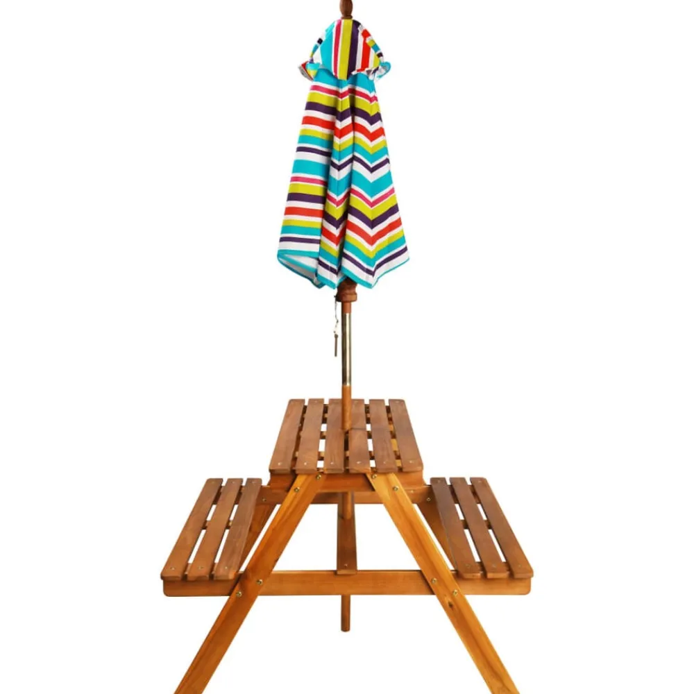 Kinderpicknicktafel met parasol 79x90x60 cm massief acaciahout>vidaXL New