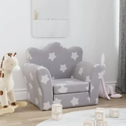 Kinderslaapbank met sterren zacht pluche lichtgrijs>vidaXL Best