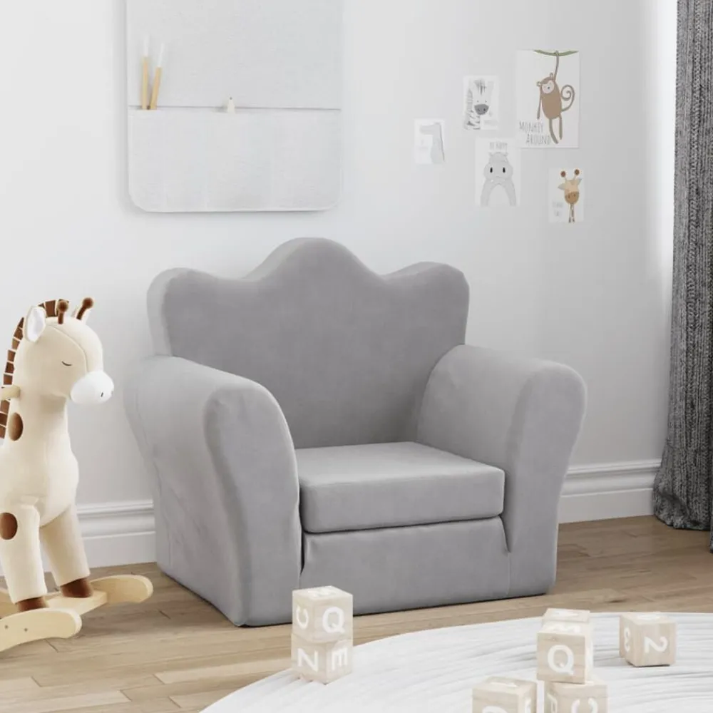 Meubelen Voor Baby'S & Peuters*vidaXL Kinderslaapbank zacht pluche Lichtgrijs