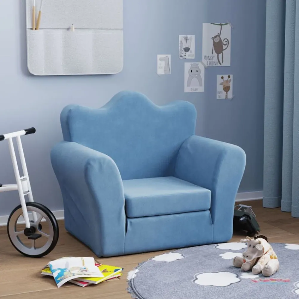 Meubelen Voor Baby'S & Peuters*vidaXL Kinderslaapbank zacht pluche Blauw