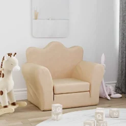 Kinderslaapbank zacht pluche crèmekleurig>vidaXL Sale